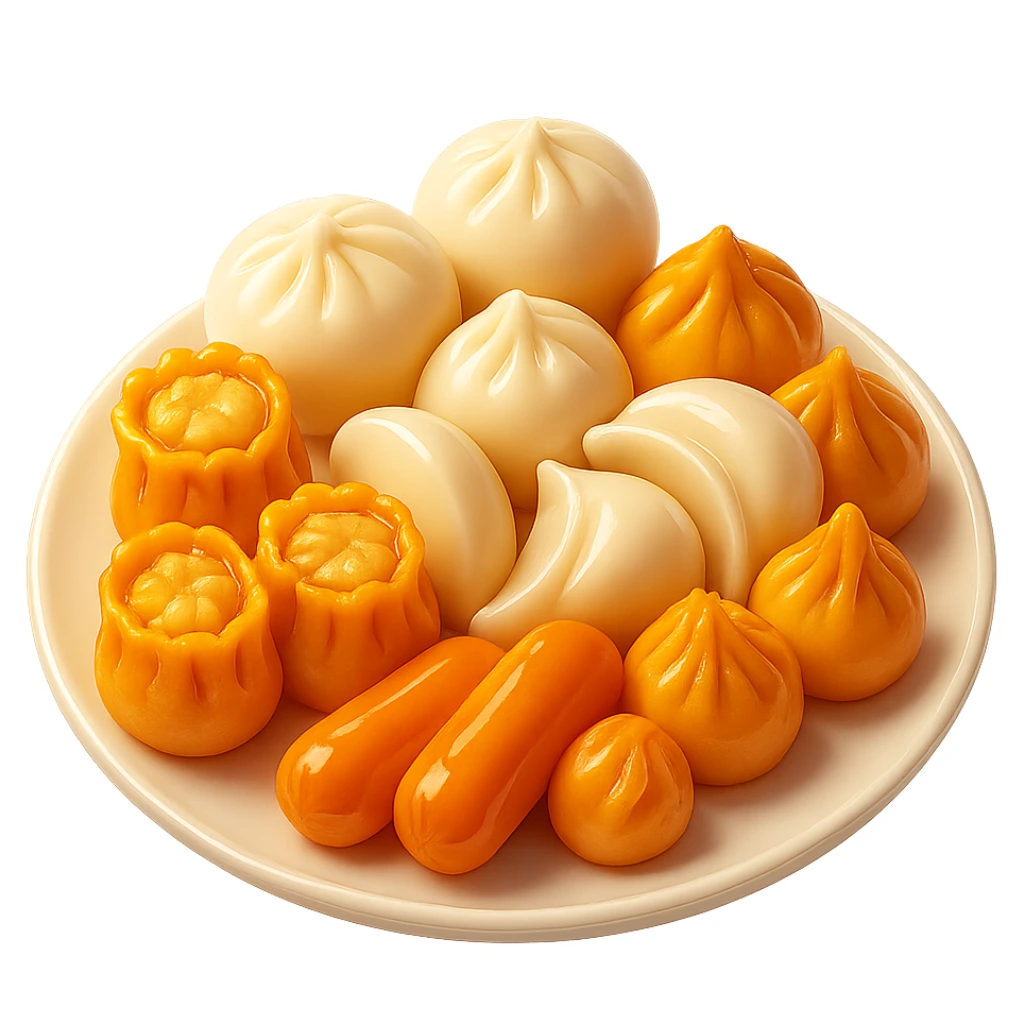 Dimsum dan siomay frozen food di atas piring